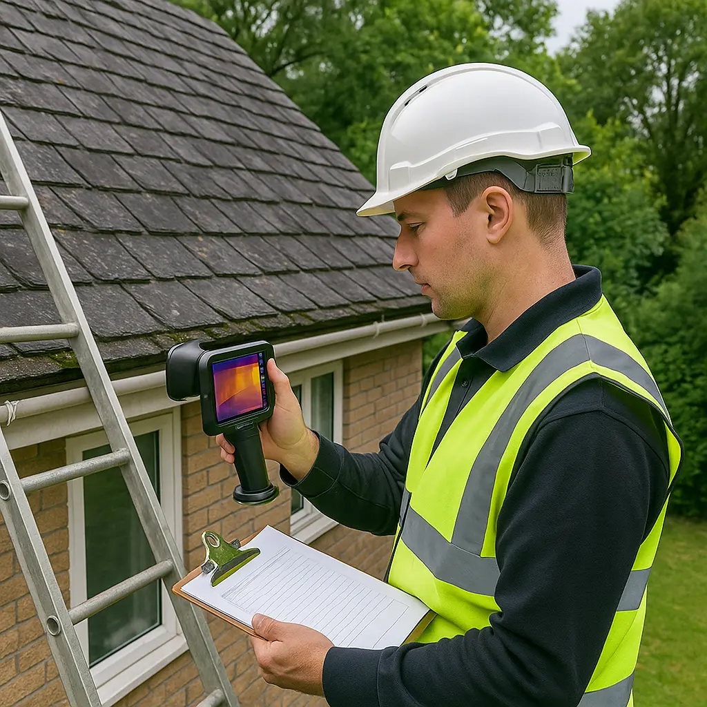 Professional roof inspection services in Essex - M.W. Beal & Son surveyor conducting detailed roof survey
